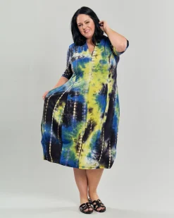 Women Alembika Dresses<Carla Cocoon Midi Dress, Tie Dye
