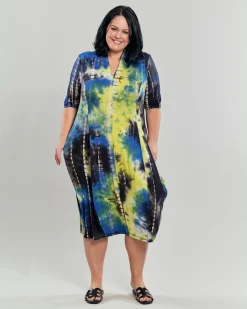 Women Alembika Dresses<Carla Cocoon Midi Dress, Tie Dye