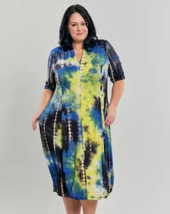 Women Alembika Plus<Carla Cocoon Midi Dress, Tie Dye