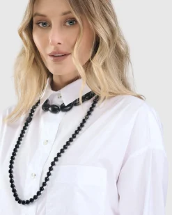 Women Alembika Jewelry<Catania Bead Necklace, Black