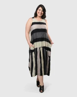 Women Alembika Plus<Charlie Crinkle Tank Dress, Stripe