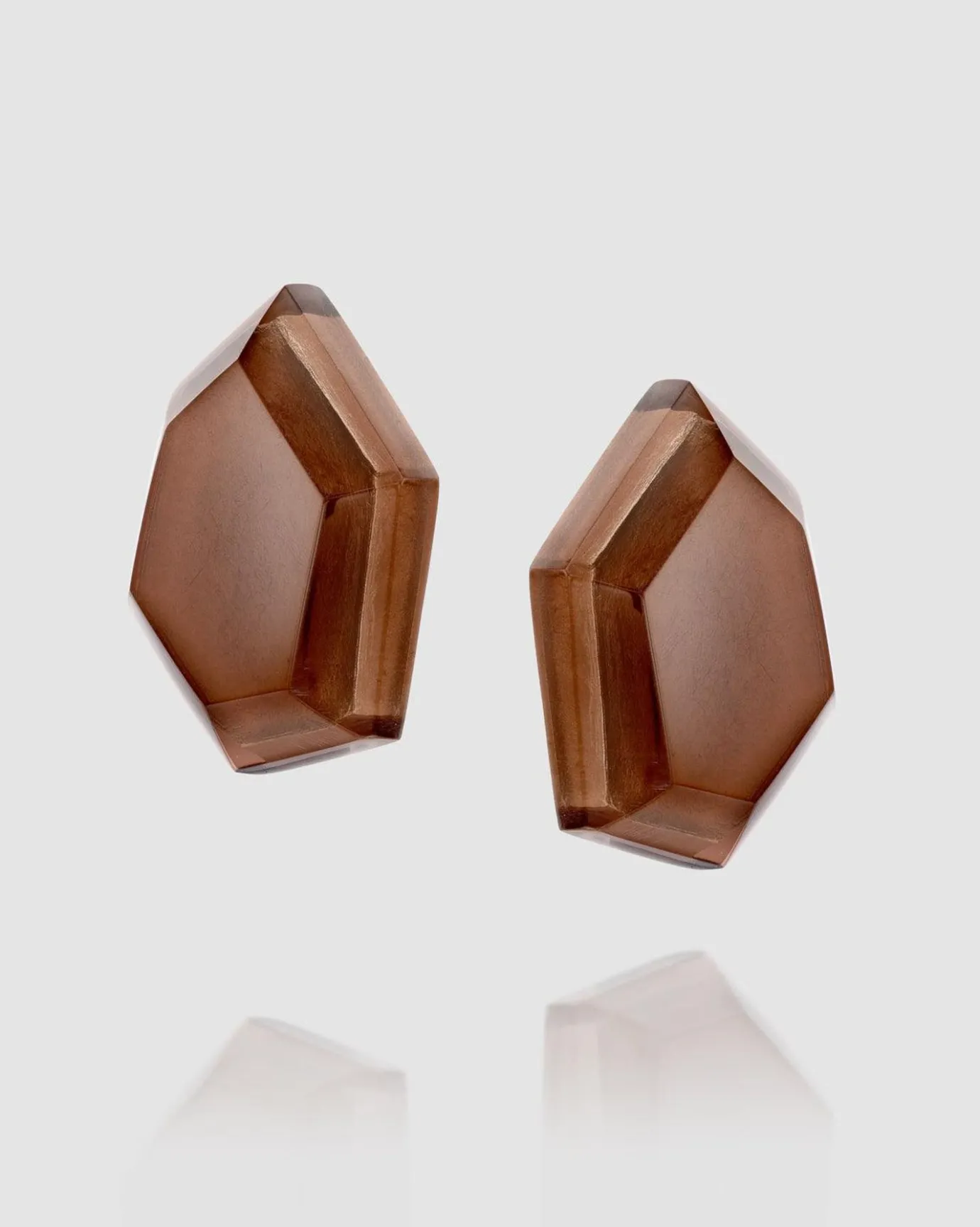 Women Alembika Jewelry<Cinnamon Faceted Clip Earrings, Brown