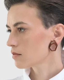 Women Alembika Accessories<Cinnamon Faceted Clip Earrings, Brown