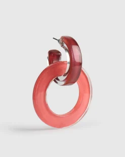 Women Alembika Jewelry<Circle Duet Earrings, Coral