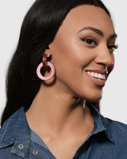 Women Alembika Jewelry<Circle Duet Earrings, Coral