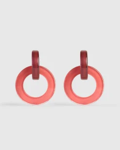 Women Alembika Jewelry<Circle Duet Earrings, Coral