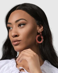 Women Alembika Jewelry<Circle Duet Earrings, Coral