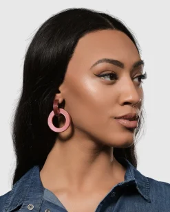 Women Alembika Jewelry<Circle Duet Earrings, Coral