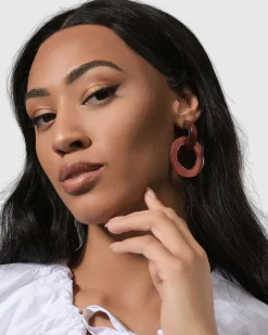 Women Alembika Jewelry<Circle Duet Earrings, Coral