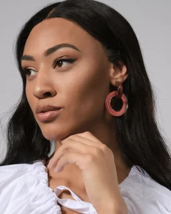 Women Alembika Jewelry<Circle Duet Earrings, Coral