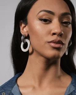 Women Alembika Jewelry<Circle Duet Earrings, Frost