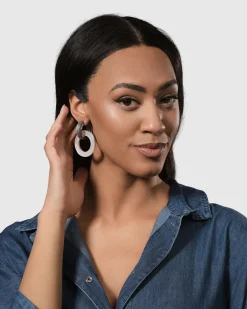 Women Alembika Accessories<Circle Duet Earrings, Frost