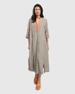 Women Alembika Plus<Cool Breeze Linen Maxi Dress, Ecru