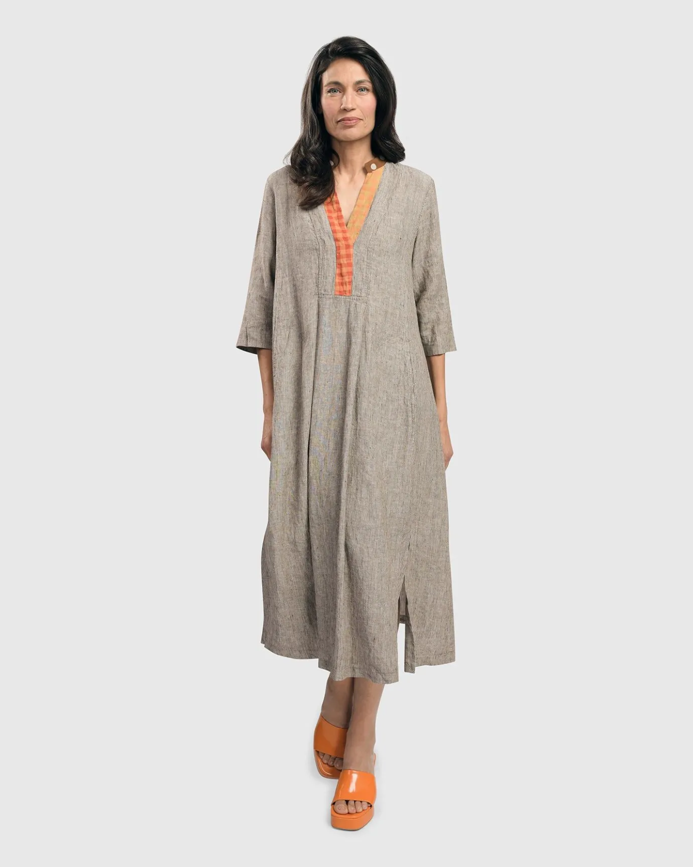 Women Alembika Plus<Cool Breeze Linen Maxi Dress, Ecru
