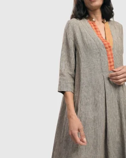 Women Alembika Plus<Cool Breeze Linen Maxi Dress, Ecru