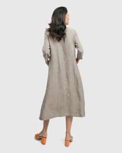 Women Alembika Plus<Cool Breeze Linen Maxi Dress, Ecru