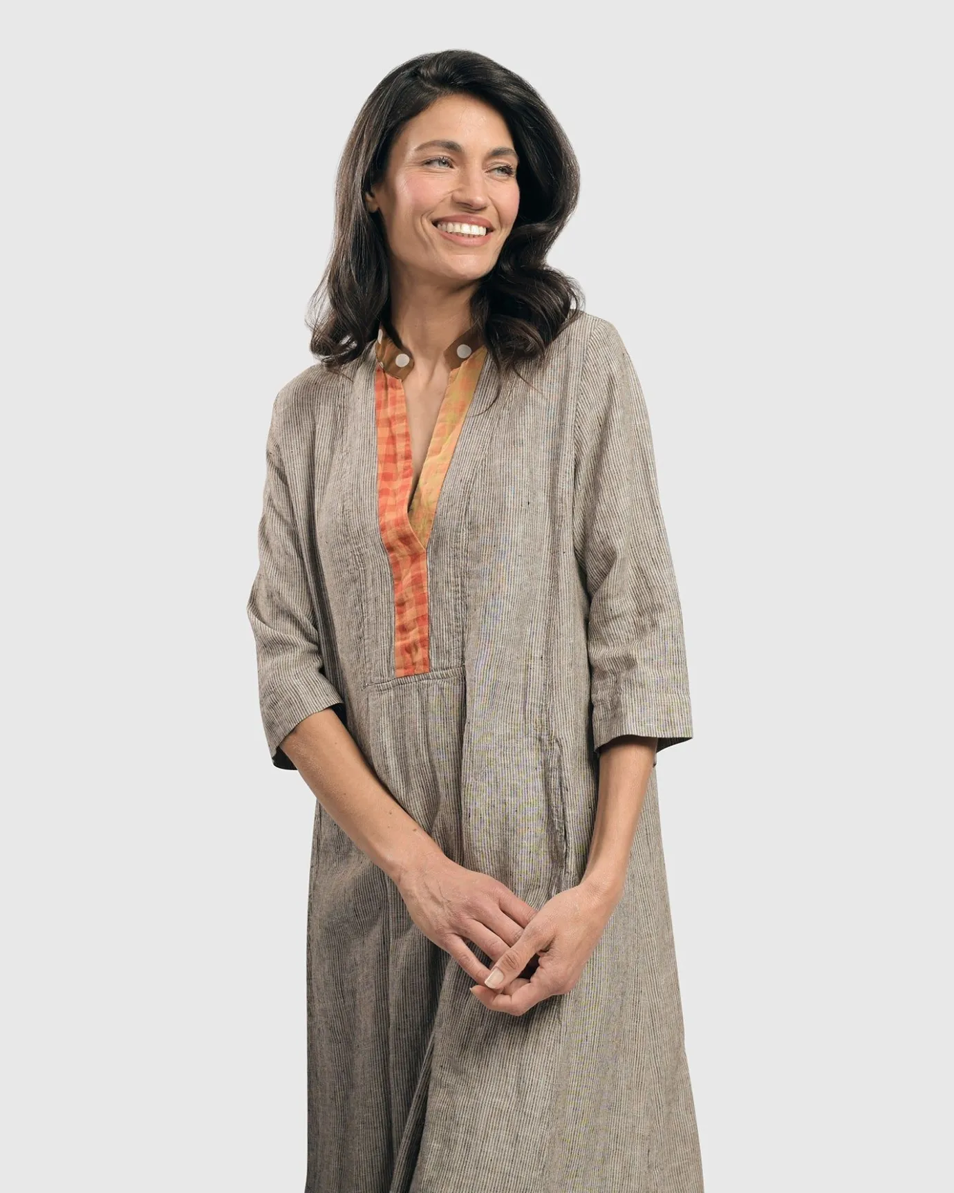 Women Alembika Plus<Cool Breeze Linen Maxi Dress, Ecru