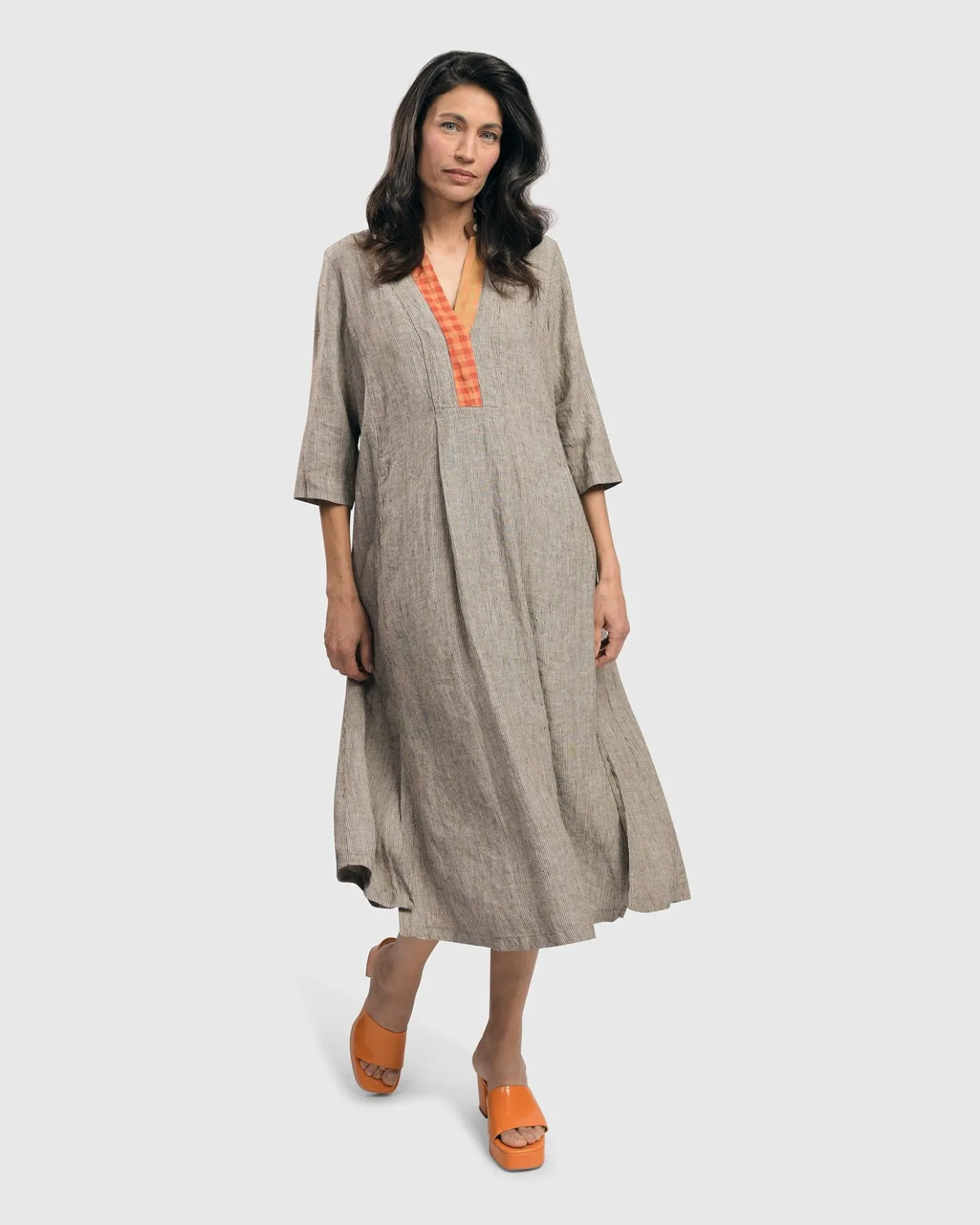 Women Alembika Plus<Cool Breeze Linen Maxi Dress, Ecru