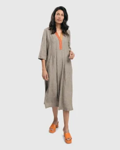 Women Alembika Dresses<Cool Breeze Linen Maxi Dress, Ecru