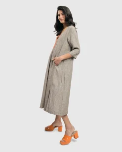 Women Alembika Dresses<Cool Breeze Linen Maxi Dress, Ecru
