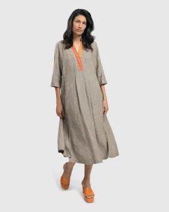 Women Alembika Dresses<Cool Breeze Linen Maxi Dress, Ecru