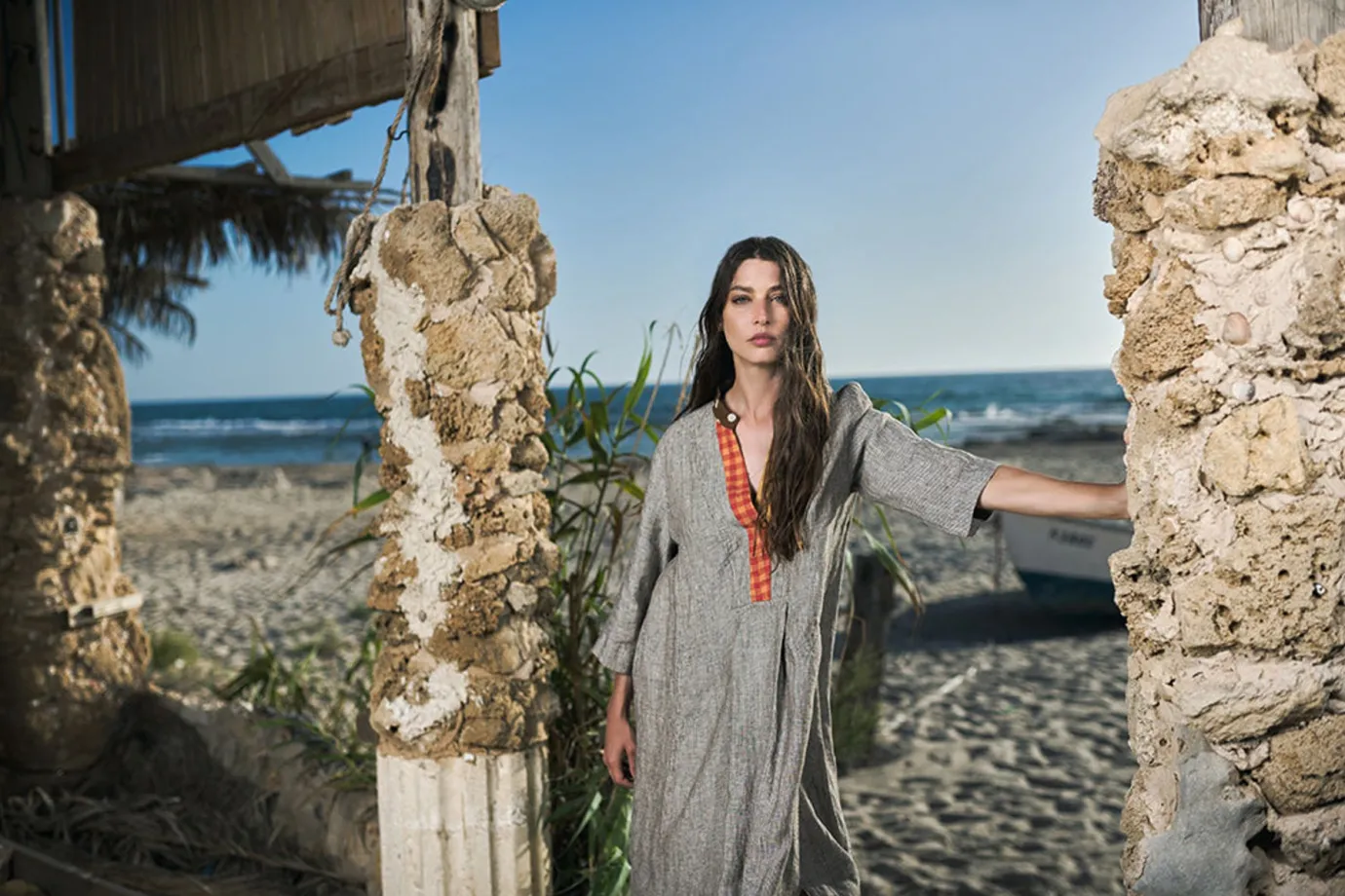 Women Alembika Dresses<Cool Breeze Linen Maxi Dress, Ecru