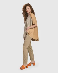 Women Alembika Pants & Skirts<Cotton Iconic Stretch Cotton Jeans, Sand