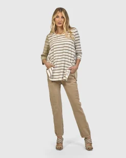 Women Alembika Pants & Skirts<Cotton Iconic Stretch Cotton Jeans, Sand