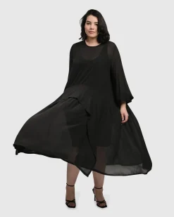 Women Alembika Dresses<Cultured Club Popover Dress, Black