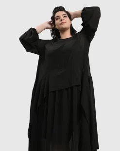 Women Alembika Dresses<Cultured Club Popover Dress, Black