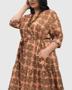 Women Alembika Dresses<Dahlia Cotton Voile Swing Dress, Peach/Earth