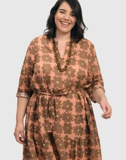 Women Alembika Dresses<Dahlia Cotton Voile Swing Dress, Peach/Earth