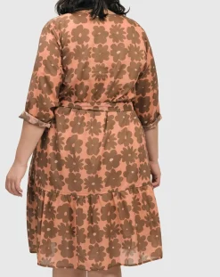 Women Alembika Dresses<Dahlia Cotton Voile Swing Dress, Peach/Earth