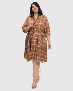 Women Alembika Plus<Dahlia Cotton Voile Swing Dress, Peach/Earth