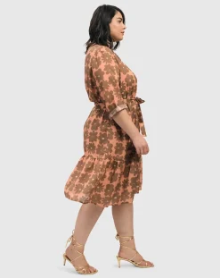 Women Alembika Plus<Dahlia Cotton Voile Swing Dress, Peach/Earth