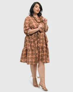Women Alembika Plus<Dahlia Cotton Voile Swing Dress, Peach/Earth