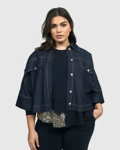 Women Alembika Jackets<Dallas Cropped Shirt Jacket, Denim