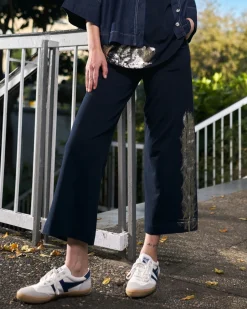 Women Alembika Pants & Skirts<Denver Cropped Pants, Navy