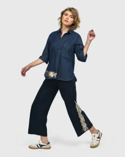 Women Alembika Pants & Skirts<Denver Cropped Pants, Navy