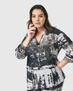 Women Alembika Tops & Tunics<Digi V-Neck Pullover Top, Marble