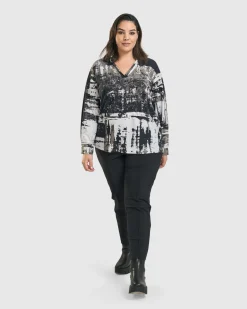 Women Alembika Tops & Tunics<Digi V-Neck Pullover Top, Marble
