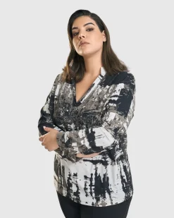 Women Alembika Tops & Tunics<Digi V-Neck Pullover Top, Marble