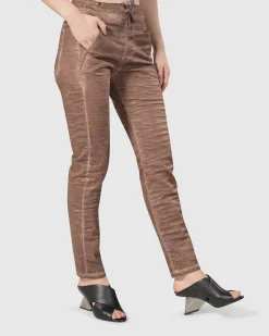 Women Alembika Pants & Skirts<Distressed Iconic Stretch Jeans, Brown Wash