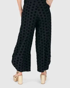 Women Alembika Pants & Skirts<Dot Flocked Punto Pants, Black