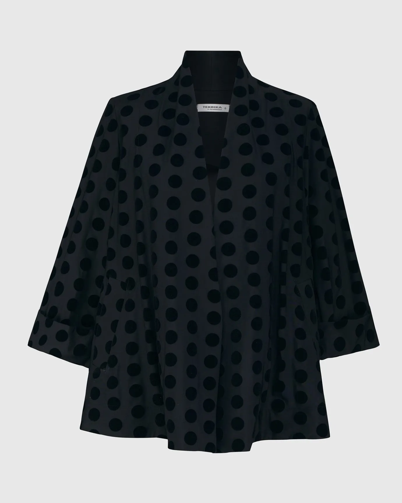 Women Alembika Plus<Dot Flocked Swing Jacket, Black