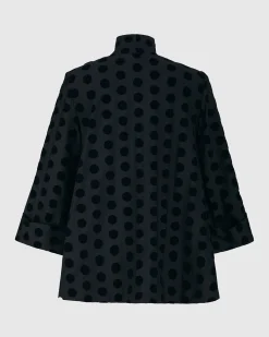 Women Alembika Plus<Dot Flocked Swing Jacket, Black