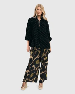 Women Alembika Plus<Dot Flocked Swing Jacket, Black