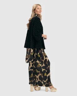 Women Alembika Jackets<Dot Flocked Swing Jacket, Black