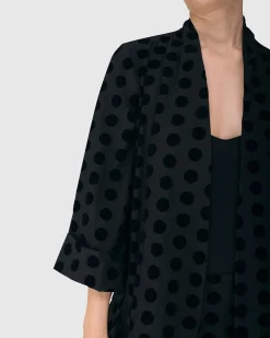 Women Alembika Jackets<Dot Flocked Swing Jacket, Black