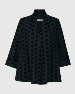 Women Alembika Jackets<Dot Flocked Swing Jacket, Black